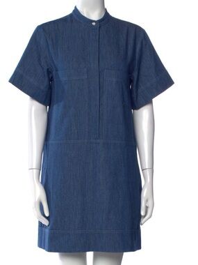 G.Label by goop Short-Sleeve Blue Chambray Denim Shift Dress